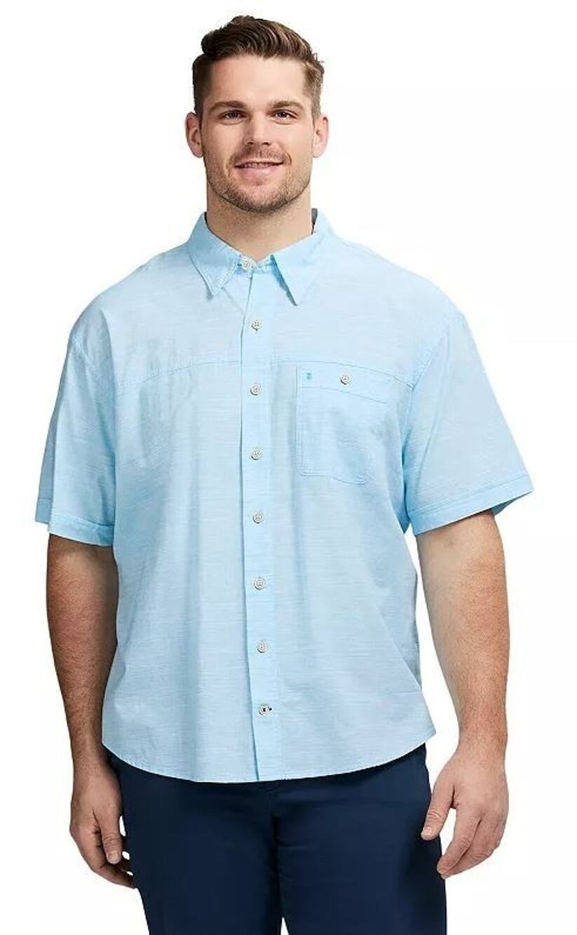 IZOD Dockside LT Big Tall Light Blue Chambray Cotton Shirt NWT